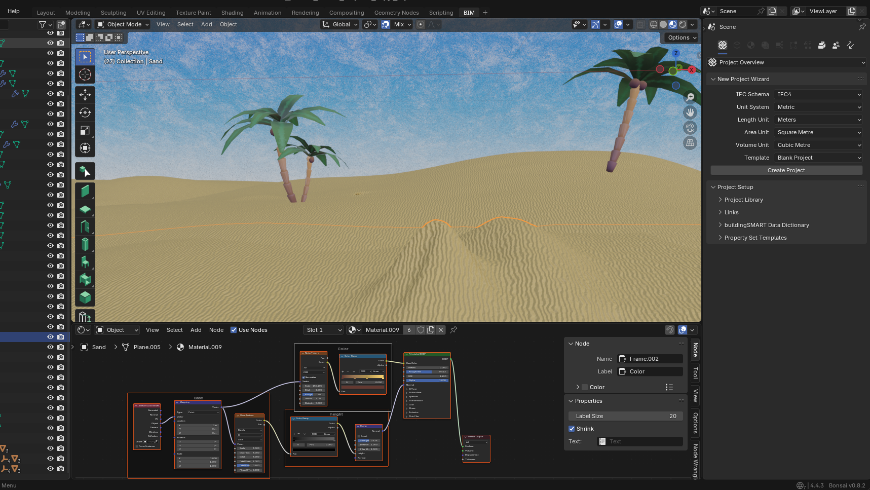 Render of the beach environment in Blender